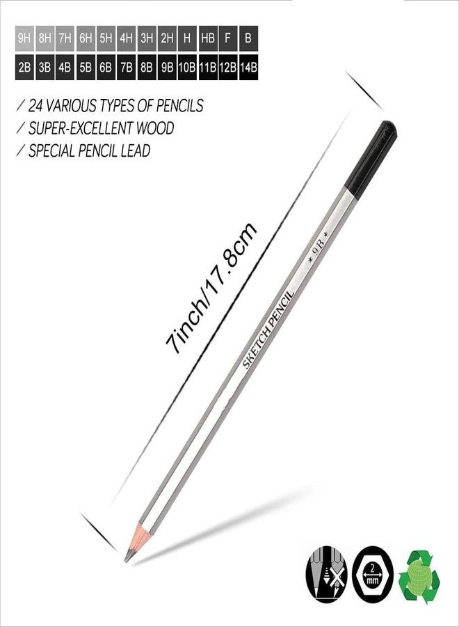 Qatalitic Set of 24 Sketching Pencils for Drawing and Fine Art, for Students, Professionals and Artists - Image 2